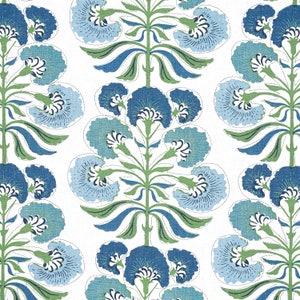 Designer Pillow Cover, Thibaut, Tybee Tree, Blue and Green image 4