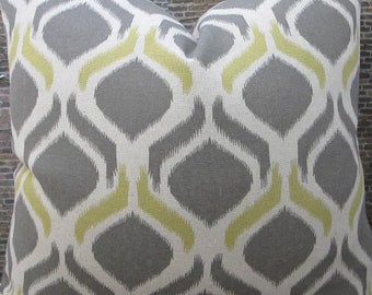Designer Pillow Cover - Lumbar, 16 x 16, 18 x 18, 20 x 20, 22 x 22 - Geo Peacock Eye Ikat Yellow