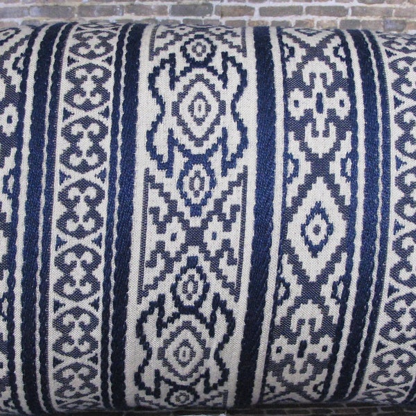 Designer Pillow Cover, Lumbar, Savunese Emb Indigo