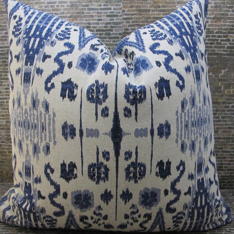 Designer Pillow Cover Lacefield Ikat Mumbai Indigo Blue Etsy