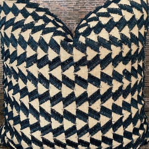 Designer Pillow Cover, Textured Fringe, GFBG, Indigo