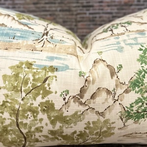 Designer Kissenbezug, Chinoiserie Landschaftlich Toile, Grün