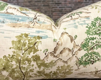 Schumacher Yangtze River Pillow in Aqua. Designer Fabric Pillow Cover ...
