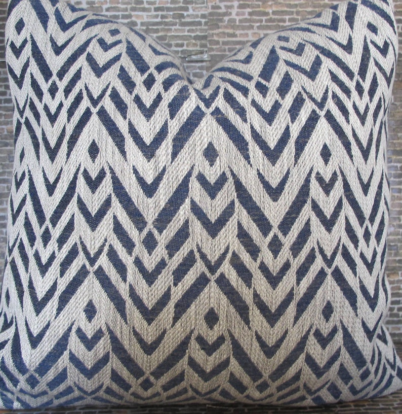 Designer Pillow Cover Lumbar, 16 x 16, 18 x18, 20 x 20, 22 x 22, 24 x 24 ArwTex Navy Blue image 2