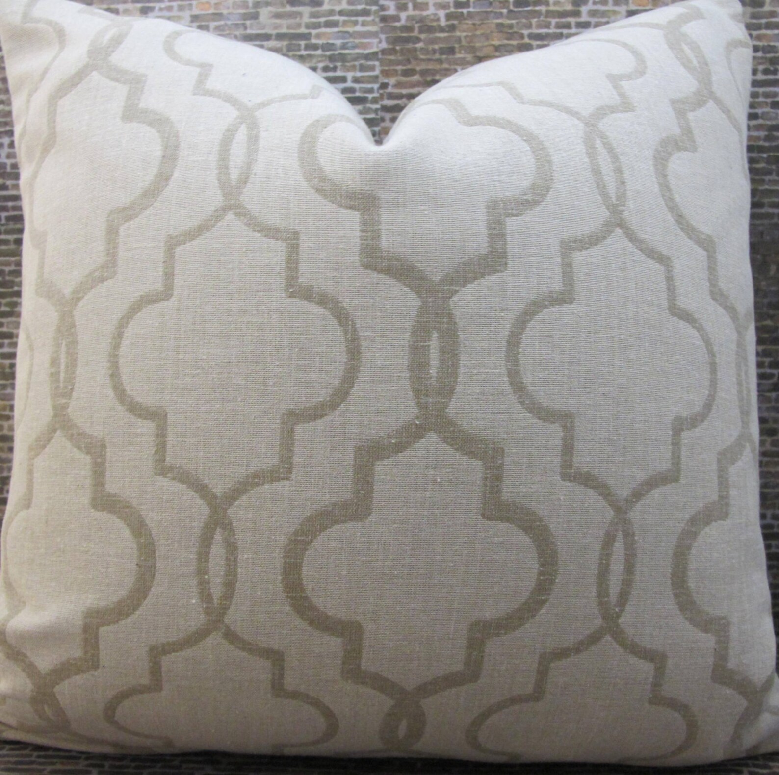 Sale Designer Pillow Cover 12 X 16 Quatrefoil Jacquard Tan Etsy Hong Kong