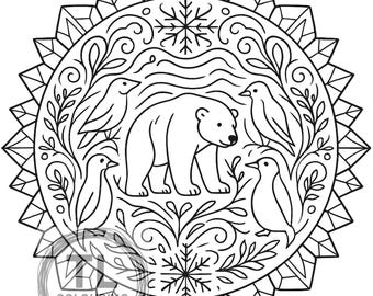 Wildlife Mandala Coloring Book For Adults | Animal & Nature Designs | Relaxing Mindful Art | Printable PD