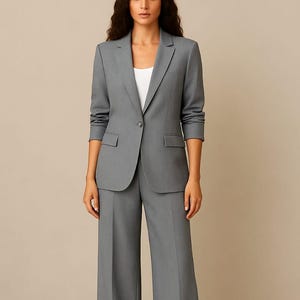 COOL GREY  Two Piece Suit Set for Women – Formal Party Outfit – Evening Wear – Women’s Business Suit – Elegant Matching Set