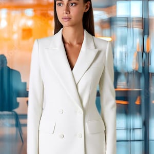 WHITE Two Piece Suit Set for Women – Formal Party Outfit – Evening Wear – Women’s Business Suit – Elegant Matching Set