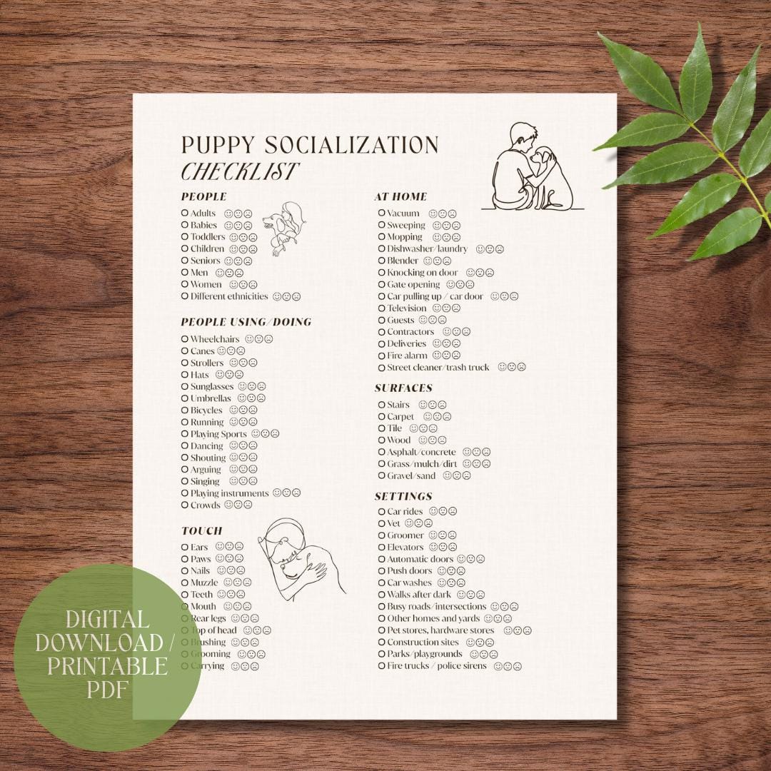 Puppy Socialization Checklist Printable PDF Digital Download New Puppy ...