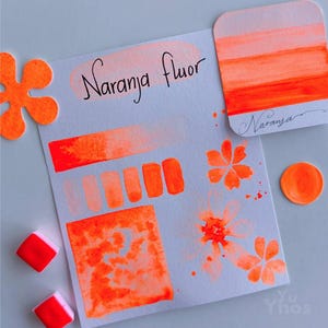 Fluorescent Orange – Handmade Professional Watercolor, Vegan Neon Paint, Artist-Grade Pan