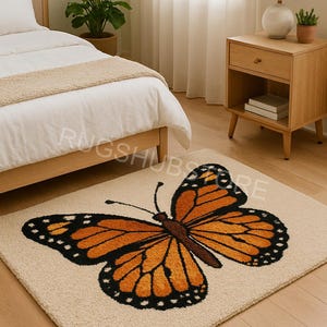 Monarch Butterfly Kitchen Rug: Non-Slip Accent Mat
