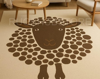 Sheep Area Rug: Modern Farmhouse Nursery & Kids Room Decor