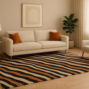 Tiger Stripe Teppich: Modernes Safari-Stil Wohnzimmer Dekor