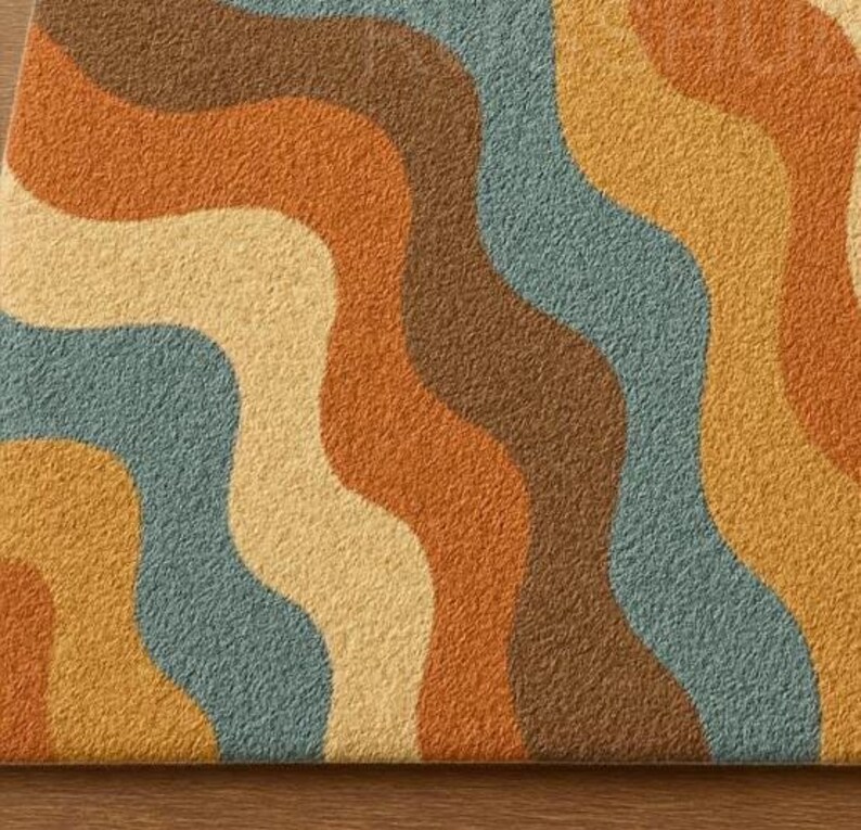 Retro Wave Pattern Rug – Vintage Inspired Mid-Century Modern Decor