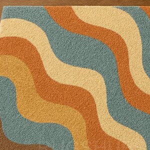 Retro Wave Pattern Rug – Vintage Inspired Mid-Century Modern Decor