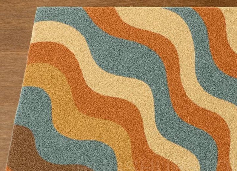 Retro Wave Pattern Rug – Vintage Inspired Mid-Century Modern Decor