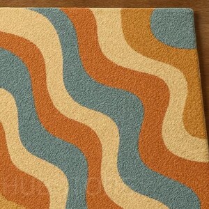 Retro Wave Pattern Rug – Vintage Inspired Mid-Century Modern Decor