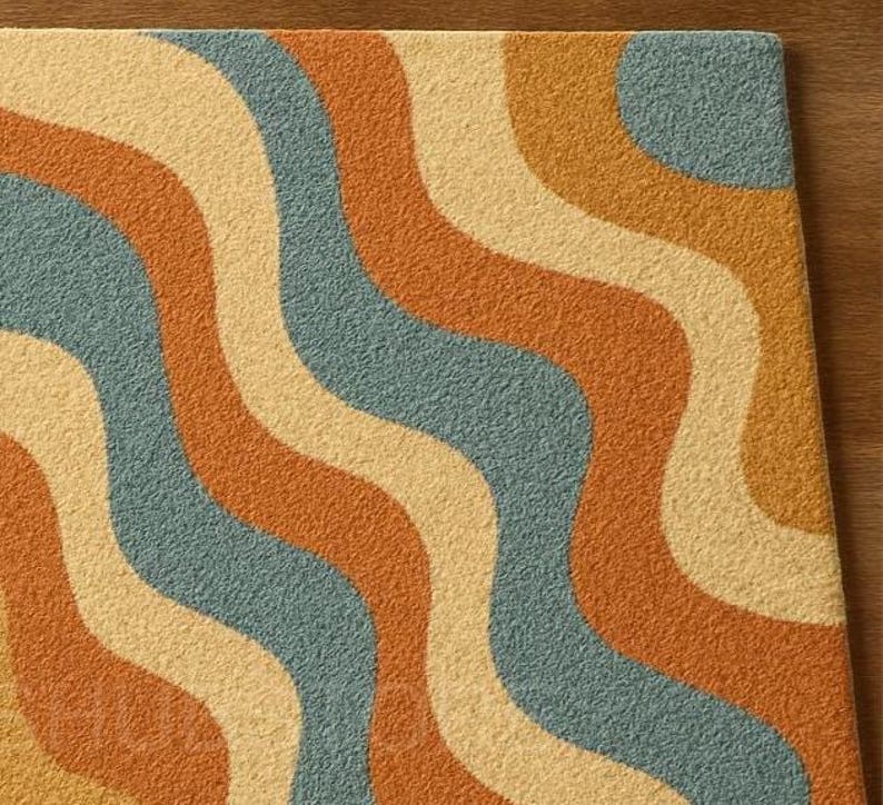 Retro Wave Pattern Rug – Vintage Inspired Mid-Century Modern Decor