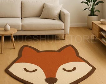 Handmade Fox Rug: Tufted Nursery & Playroom Carpet