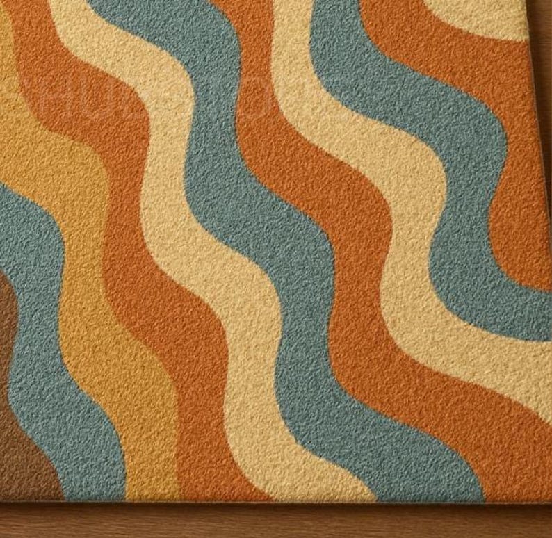 Retro Wave Pattern Rug – Vintage Inspired Mid-Century Modern Decor