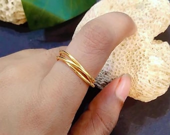 Anello Fidget Rolling, anello intrecciato in oro, argento e oro rosa, argento sterling 925, per donna, placcato in oro, regalo per lei, gioielli fatti a mano