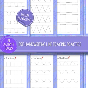 Tracing Lines Worksheets PDF - Preschool Fine Motor Skills Printable - Prewriting Practice for Kids, Handwriting