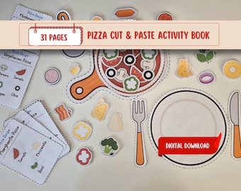 Pizza Cut and Paste Activity Book: Kids Printable (Digital Download)