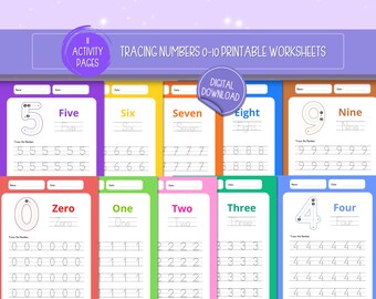Tracing Numbers 0-10 Printable Worksheets for Preschool, Kindergarten,  Learning Numbers, Number Writing Practice - PDF