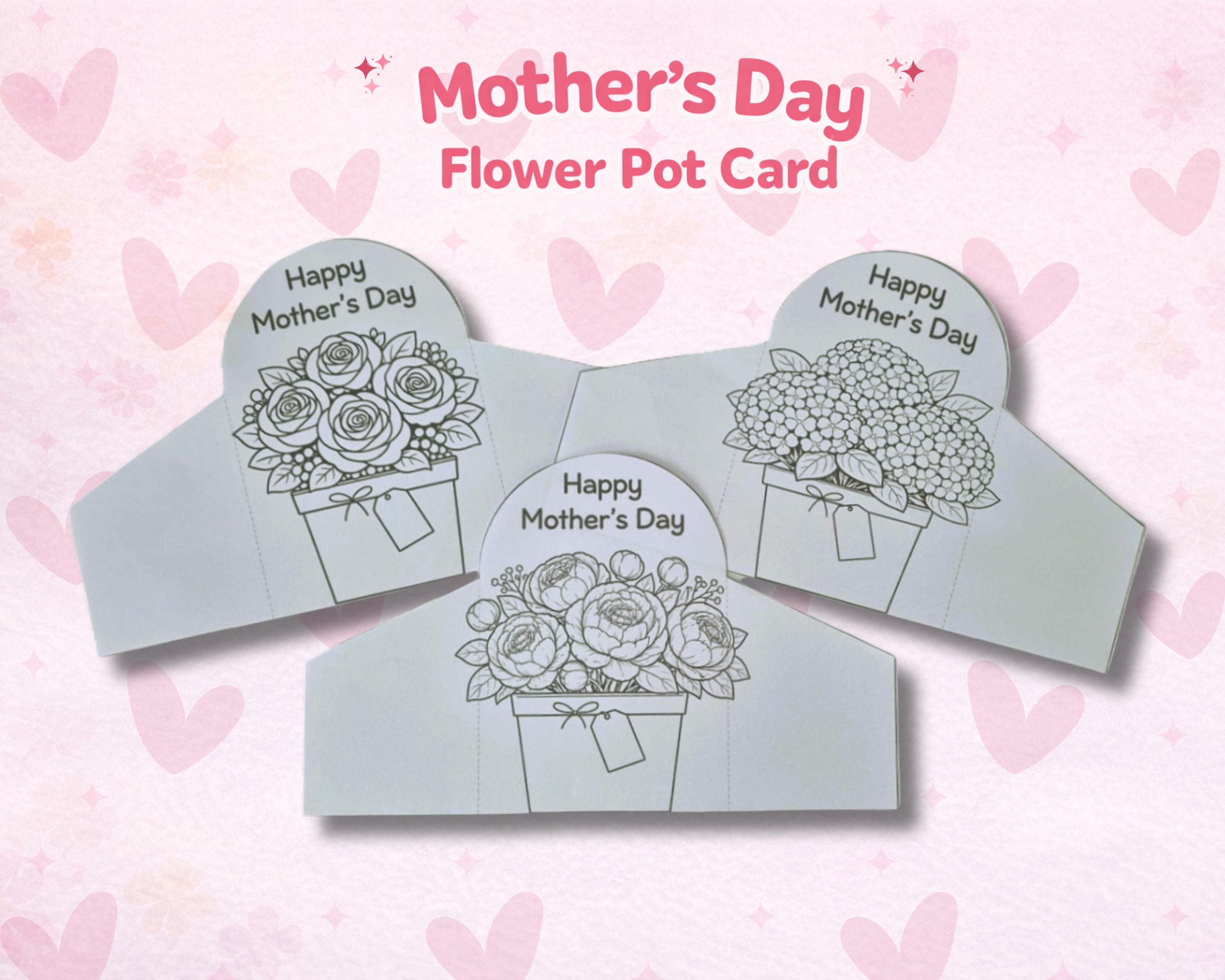 Mother’s Day Bouquet Card Craft | Printable Foldable Card | Cut & Paste ...