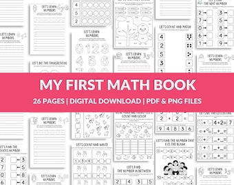 Kids Math Activity Workbook | 26 Pages Printable | Number Tracing, Counting, Addition and Subtraction Worksheets