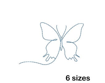 Butterfly Outline Machine Embroidery Design, Insect Minimalist Line Art, Instant Download