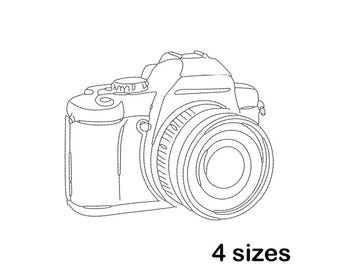 Motif de broderie Machine pour appareil photo, contour minimaliste d'une ligne, téléchargement immédiat