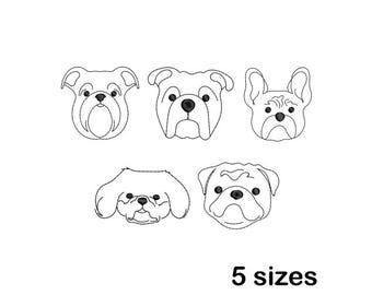 Dog Breed Outline Machine Embroidery Design, Pet Line Art Set Embroidery File , Instant Download