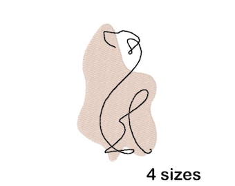 Dog Line Art Embroidery Design, Abstract Outline Animal Embroidery File, Instant Download