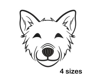 Dog Face Line Art Machine Embroidery Design, Puppy Head Outline File, Instant Download