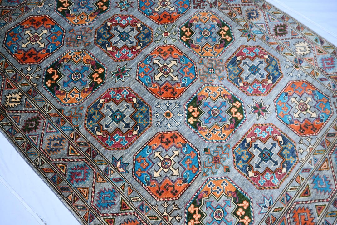 Waziri Rug 5x7 Afghan Waziri Rug, Hand Knotted Wool, Geometric Tribal Design ...