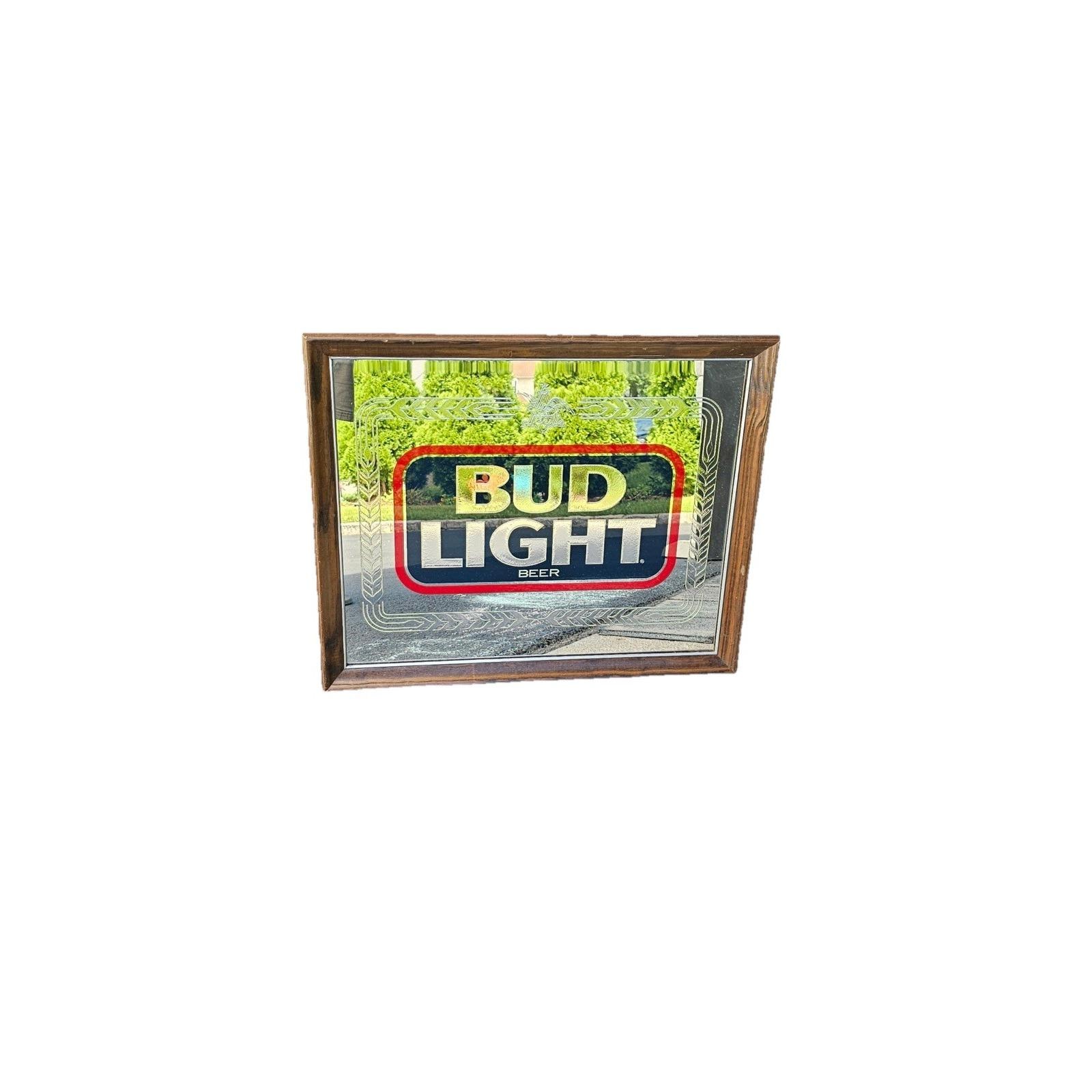 バドライト BudLight 鏡 ミラー 木製フレーム ビンテージ パ h15B バドライト BudLight 鏡 ミラー 木製フレーム ビンテージ パ