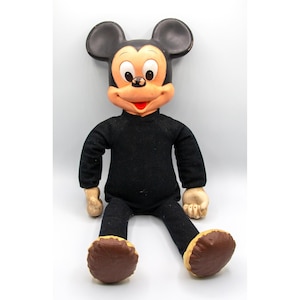 Vintage Hasbro Mickey Mouse Plush Doll Rubber Face Walt Disney Productions 17" image 1