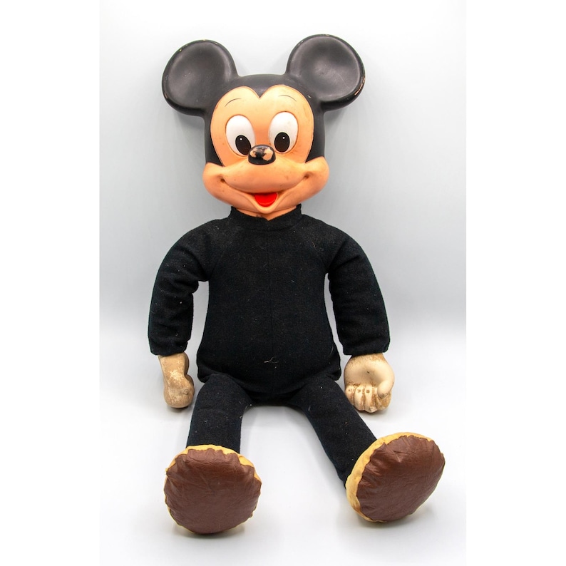 Vintage Hasbro Mickey Mouse Plush Doll Rubber Face Walt Disney Productions 17" image 1