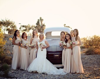 champagne convertible bridesmaid dress
