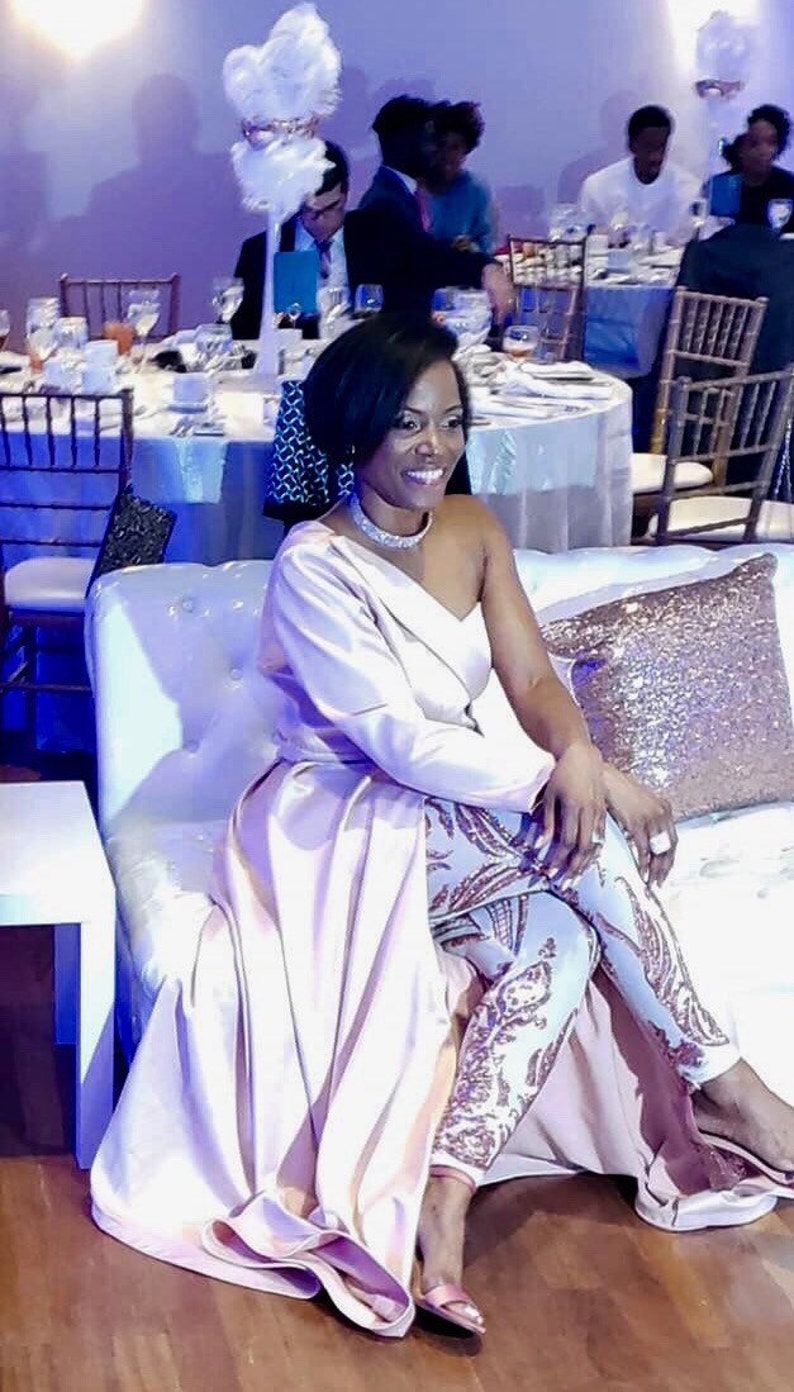formal jumpsuit with detachable skirt