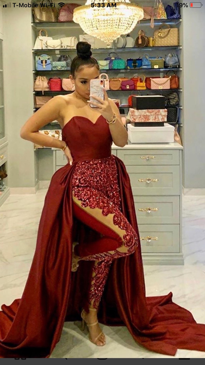 Jumpsuit Wedding Dress Bridal Bodysuit Detachable Skirt Formal Etsy