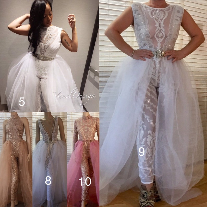 Jumpsuit Wedding Dress Bridal Bodysuit Detachable Skirt Formal - Etsy