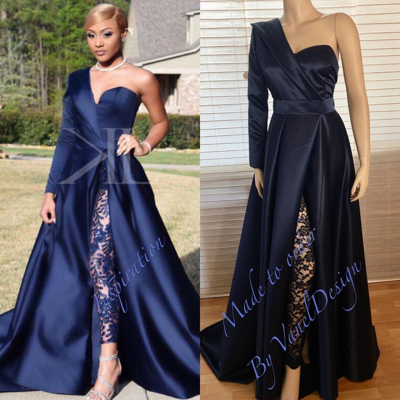 formal jumpsuit with detachable skirt