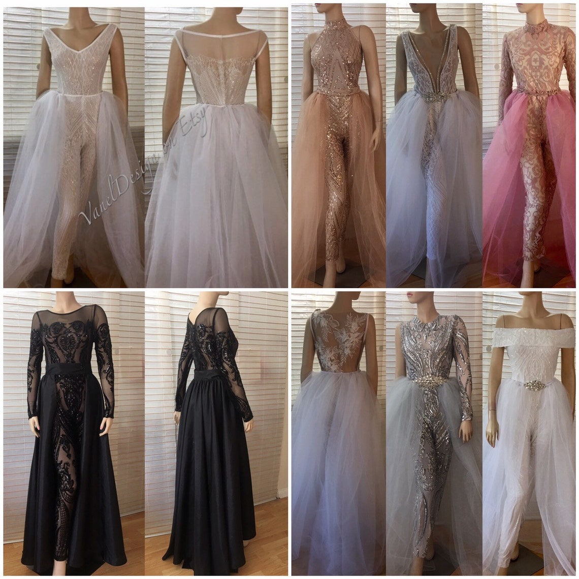 Jumpsuit Wedding Dress Bridal Bodysuit Detachable Skirt Formal Etsy