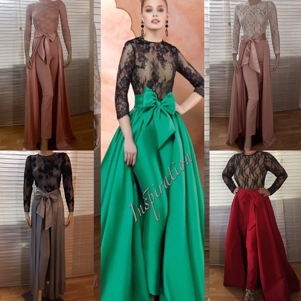 Jumpsuit Wedding Bodysuit Detachable Skirt Formal Bridesmaid Etsy