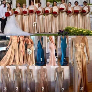 Bridesmaid Dresses Long Side Slit V-neck A-Line Dress Candy Gold Rose gold Multi Functional Dress Rose Evening Gown Wedding Party Plus Size