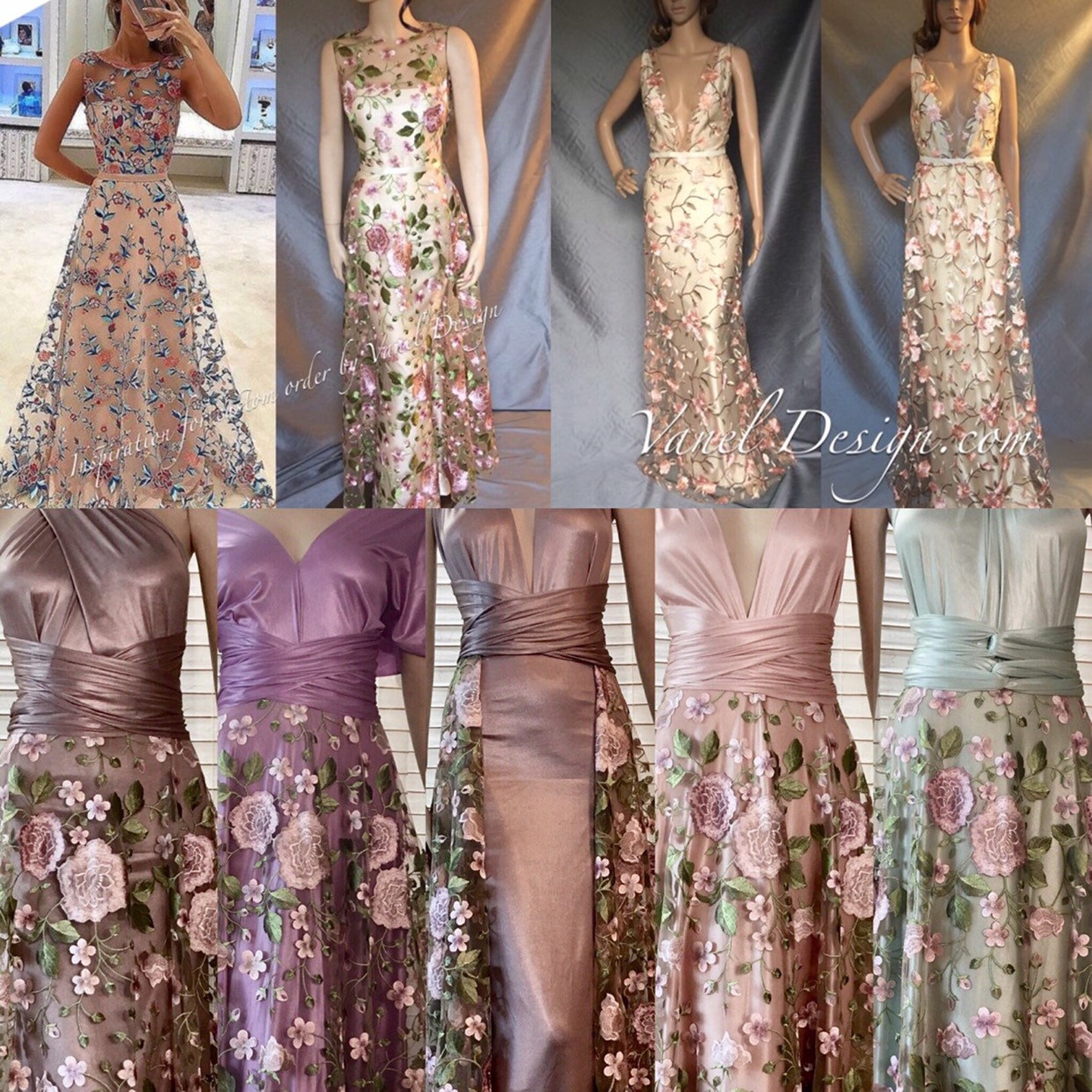 Bridesmaids Dresses Floral Bridal Lace Prom Dress Floor | Etsy