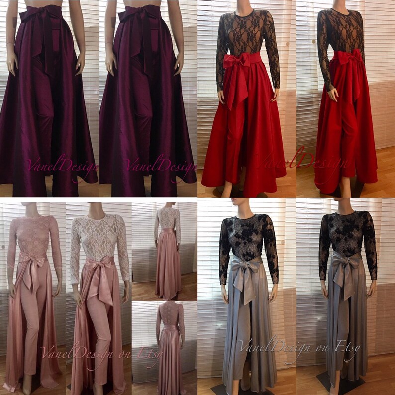 Bridal Jumpsuit Bodysuit Detachable Skirt Formal Bridesmaid Etsy