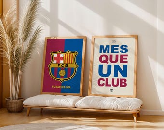 Pôster do FC Barcelona, Pôster "Mês Que Um Clube", Conjunto de 2 pôsteres do FC Barcelona, Pôster com o logotipo do Barcelona, Pôster para presente, Presente para ele, FC Barcelona